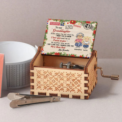 To My Granddaughter, Love Grandma, Grandmother And Granddaughter - Custom Music Box With "We Wish You A Merry Christmas" Tune - GDT409_MZX