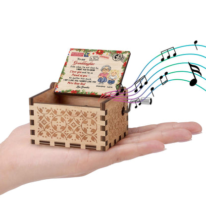 To My Granddaughter, Love Grandma, Grandmother And Granddaughter - Custom Music Box With "We Wish You A Merry Christmas" Tune - GDT409_MZX
