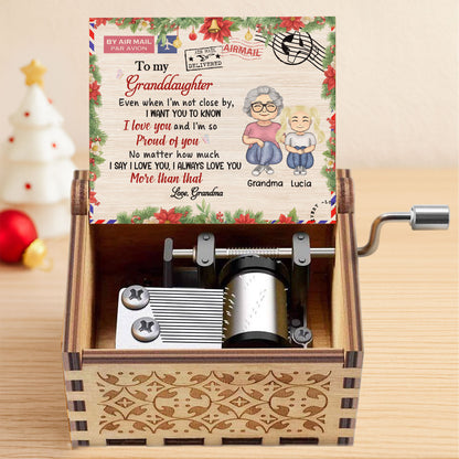 To My Granddaughter, Love Grandma, Grandmother And Granddaughter - Custom Music Box With "We Wish You A Merry Christmas" Tune - GDT409_MZX