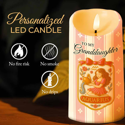 To My Granddaughter Little Girl And Zodiac Sign Keepsake