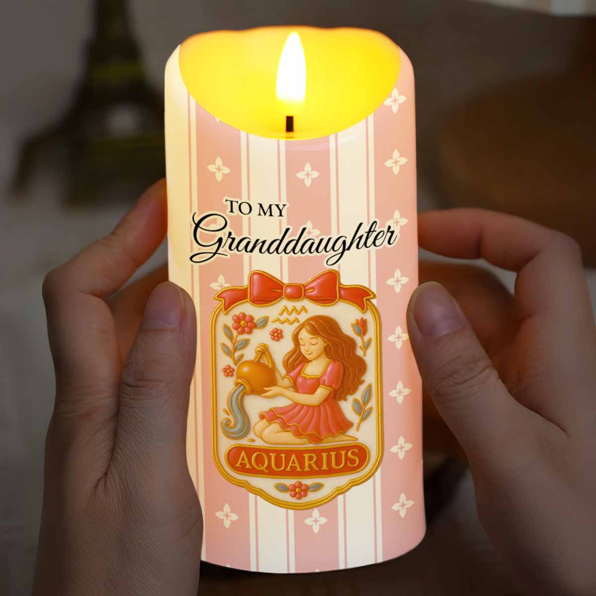 To My Granddaughter Little Girl And Zodiac Sign Keepsake