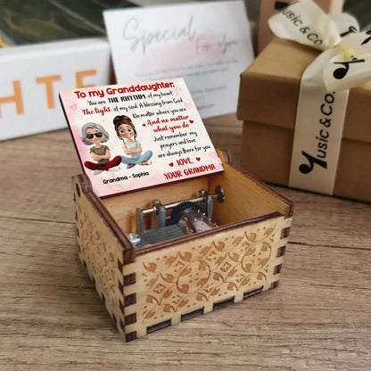 To My Granddaughter, A Blessing From God, Hearts, Grandma And Granddaughter - Custom Music Box With "We Wish You A Merry Christmas" Tune - GDT410_MZX