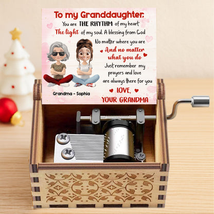 To My Granddaughter, A Blessing From God, Hearts, Grandma And Granddaughter - Custom Music Box With "We Wish You A Merry Christmas" Tune - GDT410_MZX