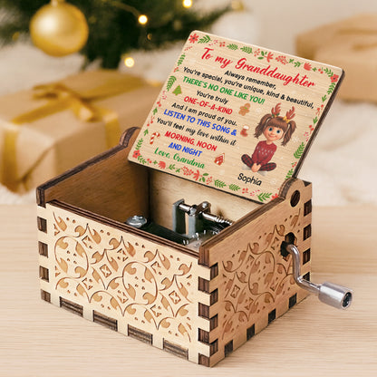 Always Remember, You're Special And Unique, Christmas Elements And Cartoon Girl - Custom Music Box With "We Wish You A Merry Christmas" Tune - GDT411_MZX