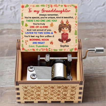 Always Remember, You're Special And Unique, Christmas Elements And Cartoon Girl - Custom Music Box With "We Wish You A Merry Christmas" Tune - GDT411_MZX