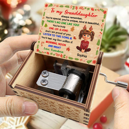 Always Remember, You're Special And Unique, Christmas Elements And Cartoon Girl - Custom Music Box With "We Wish You A Merry Christmas" Tune - GDT411_MZX