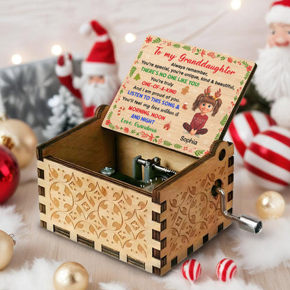 Always Remember, You're Special And Unique, Christmas Elements And Cartoon Girl - Custom Music Box With "We Wish You A Merry Christmas" Tune - GDT411_MZX