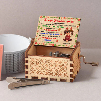 Always Remember, You're Special And Unique, Christmas Elements And Cartoon Girl - Custom Music Box With "We Wish You A Merry Christmas" Tune - GDT411_MZX