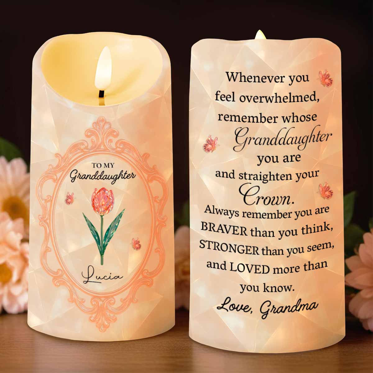 Straighten Your Crown, Granddaughter Love Message with Flowers