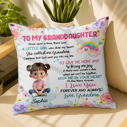 To My Granddaughter, Little Girl Who Stole My Heart - Personalized Custom Pillow, Insert Included - GDT413_PLW