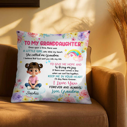 To My Granddaughter, Little Girl Who Stole My Heart - Personalized Custom Pillow, Insert Included - GDT413_PLW