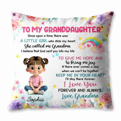 To My Granddaughter, Little Girl Who Stole My Heart - Personalized Custom Pillow, Insert Included - GDT413_PLW