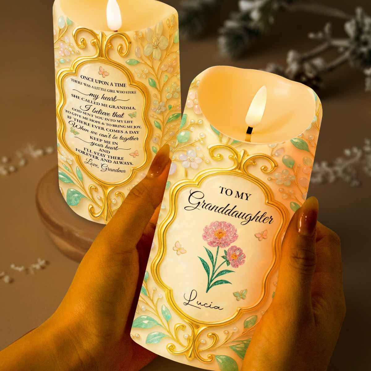 To My Granddaughter, Love Always, Flowers And Leaves Design