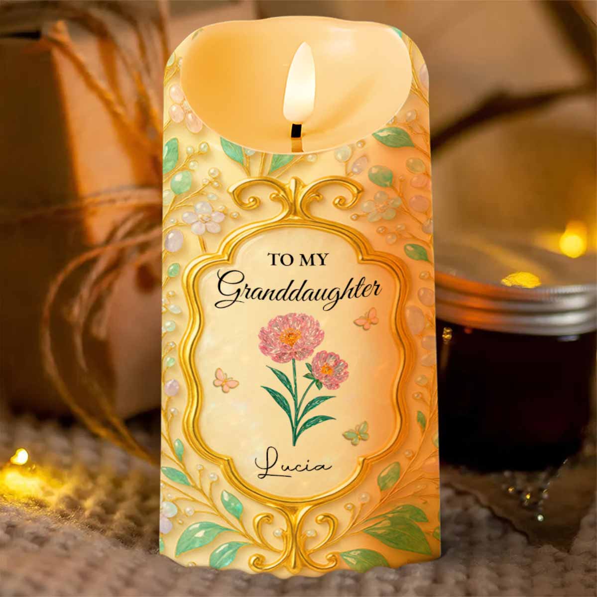 To My Granddaughter, Love Always, Flowers And Leaves Design