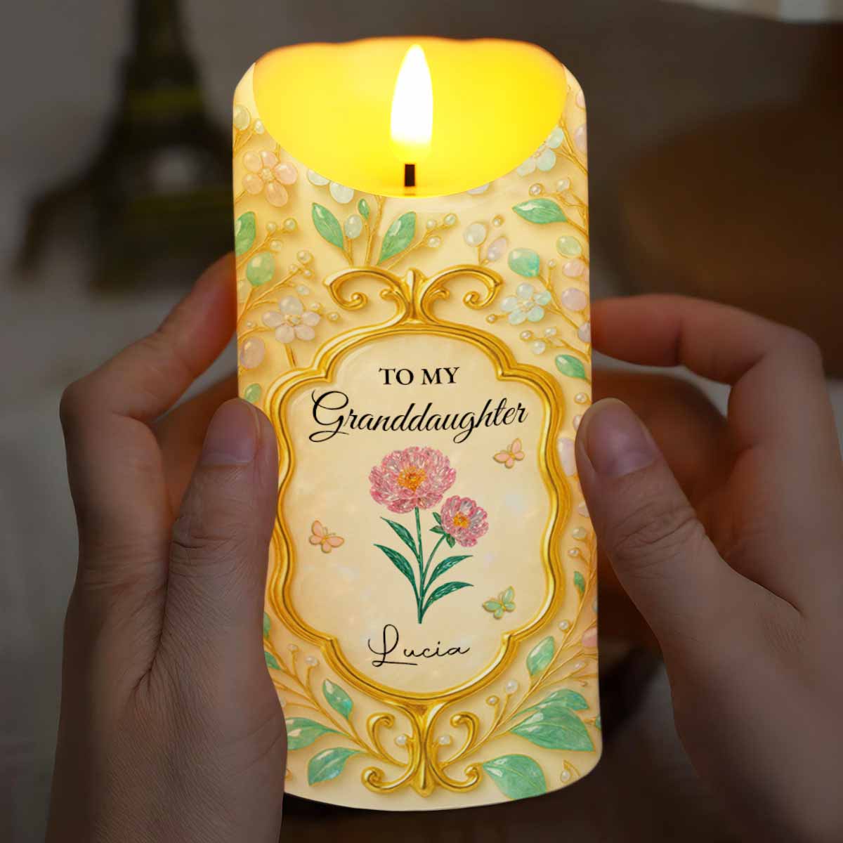 To My Granddaughter, Love Always, Flowers And Leaves Design