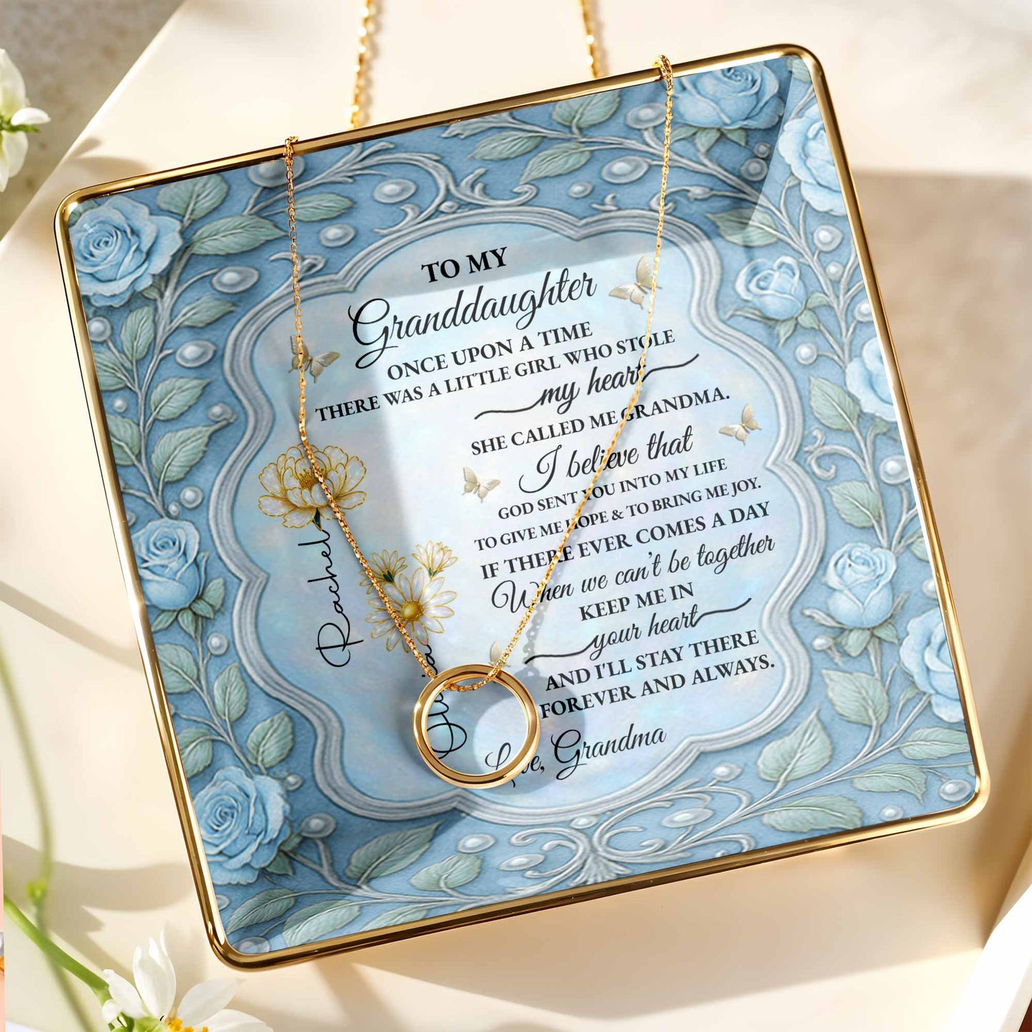 To My Granddaughter, Once Upon A Time, With Roses And Butterflies