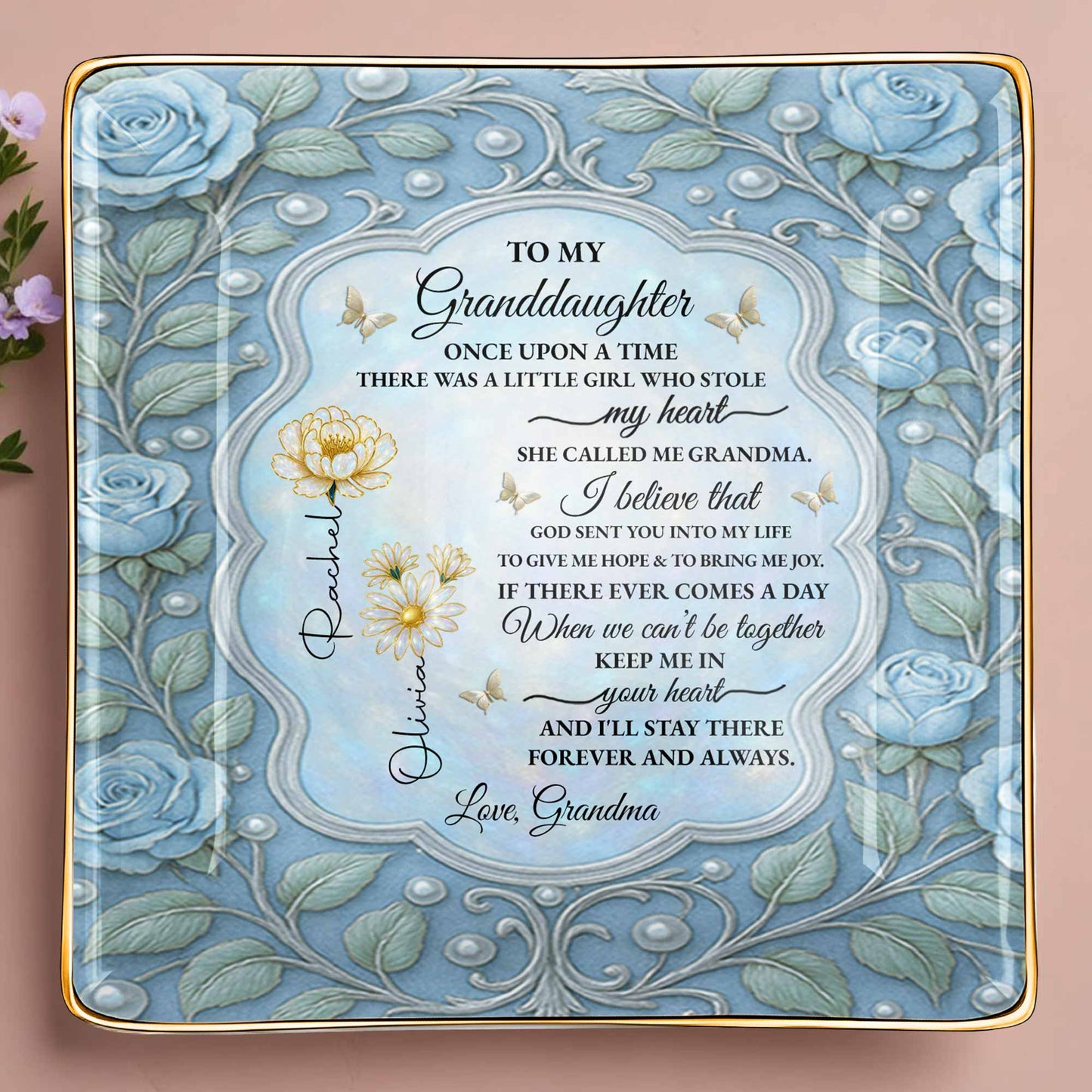 To My Granddaughter, Once Upon A Time, With Roses And Butterflies