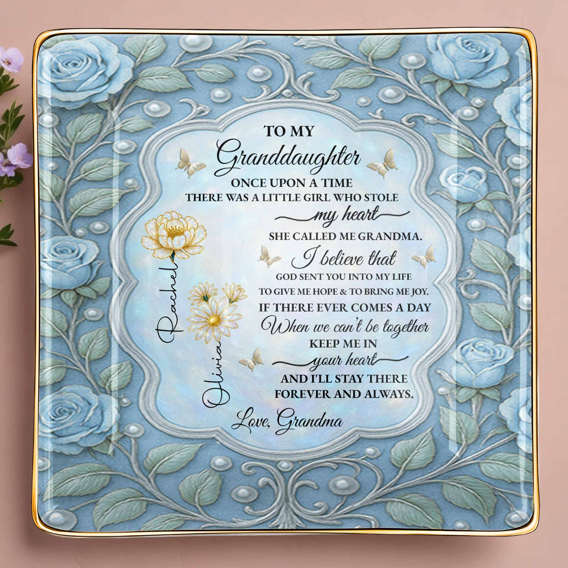 To My Granddaughter, Once Upon A Time, With Roses And Butterflies