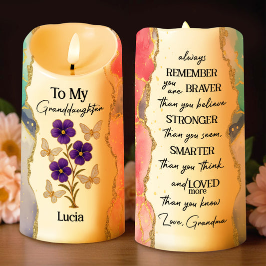 Always Remember You Are Braver, Butterflies And Flowers - Personalized Custom LED Candle - GDT418_LECA