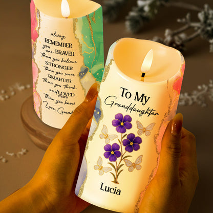Always Remember You Are Braver, Butterflies And Flowers - Personalized Custom LED Candle - GDT418_LECA