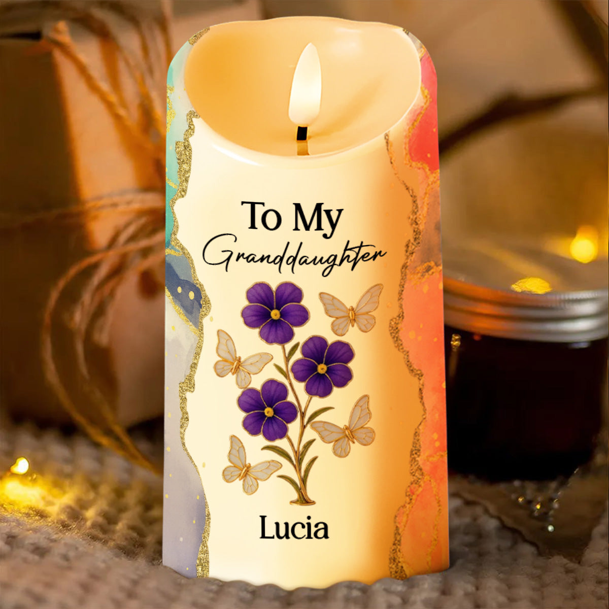 Always Remember You Are Braver, Butterflies And Flowers - Personalized Custom LED Candle - GDT418_LECA