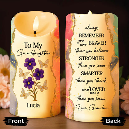 Always Remember You Are Braver, Butterflies And Flowers - Personalized Custom LED Candle - GDT418_LECA