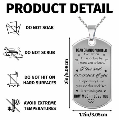 Dear Granddaughter Remember I Love You With Stars And Hearts - Personalized Custom Dog Tag Necklace - GDT420_DTNECK