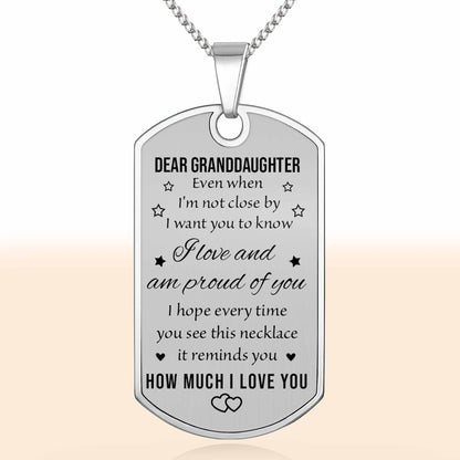 Dear Granddaughter Remember I Love You With Stars And Hearts - Personalized Custom Dog Tag Necklace - GDT420_DTNECK