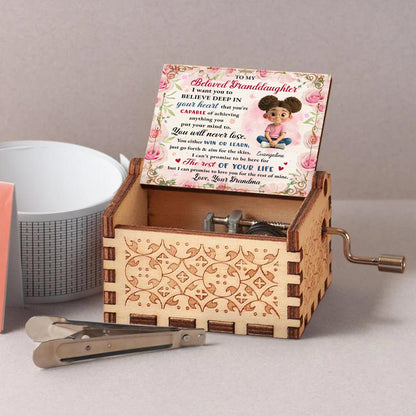 Beloved Granddaughter, Believe In Yourself, Flowers - Custom Music Box With "We Wish You A Merry Christmas" Tune - GDT422_MZX