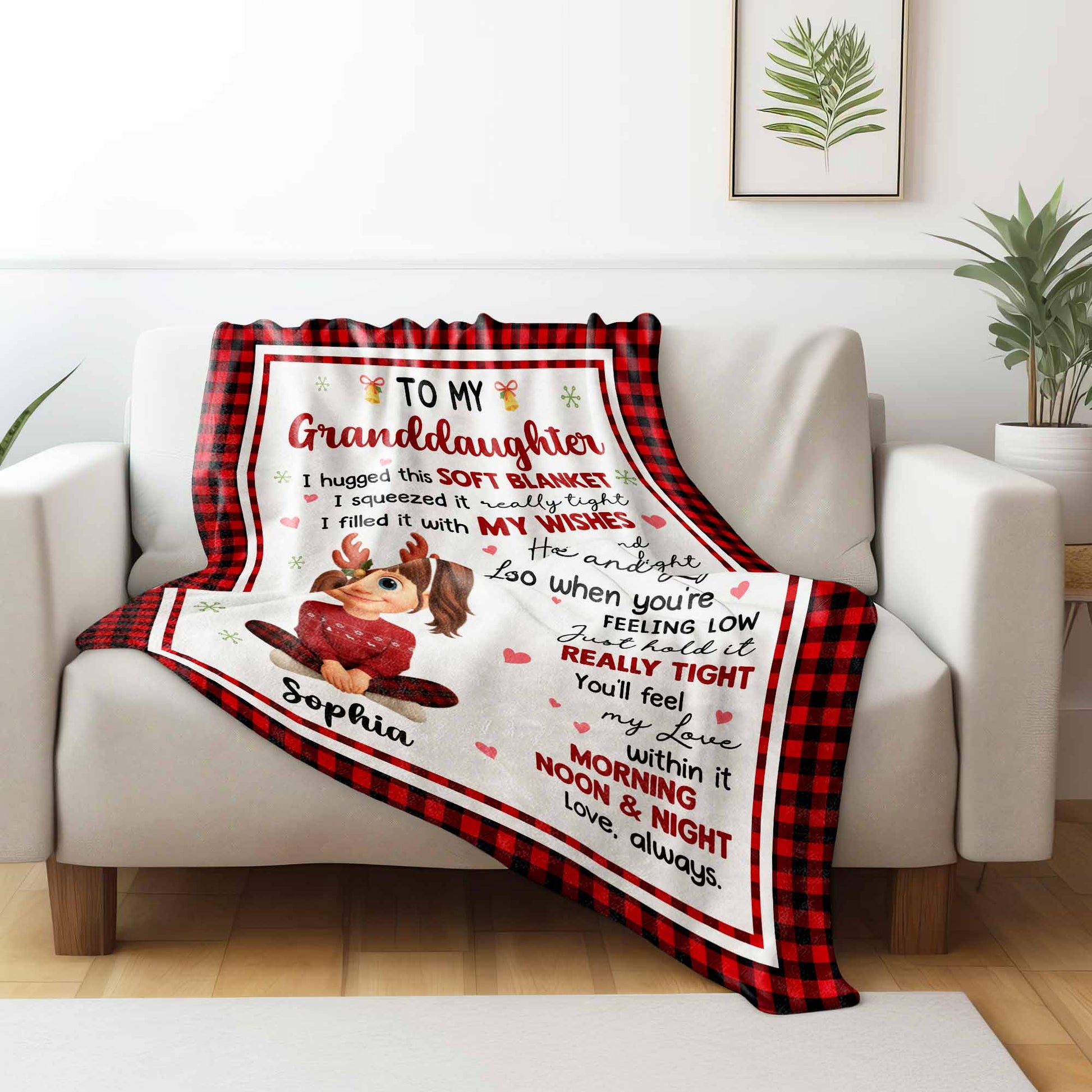 To My Granddaughter Hopes And Wishes Blanket With Cartoon Girl