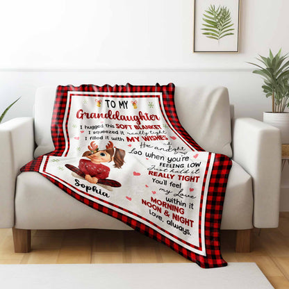 To My Granddaughter Hopes And Wishes Blanket With Cartoon Girl