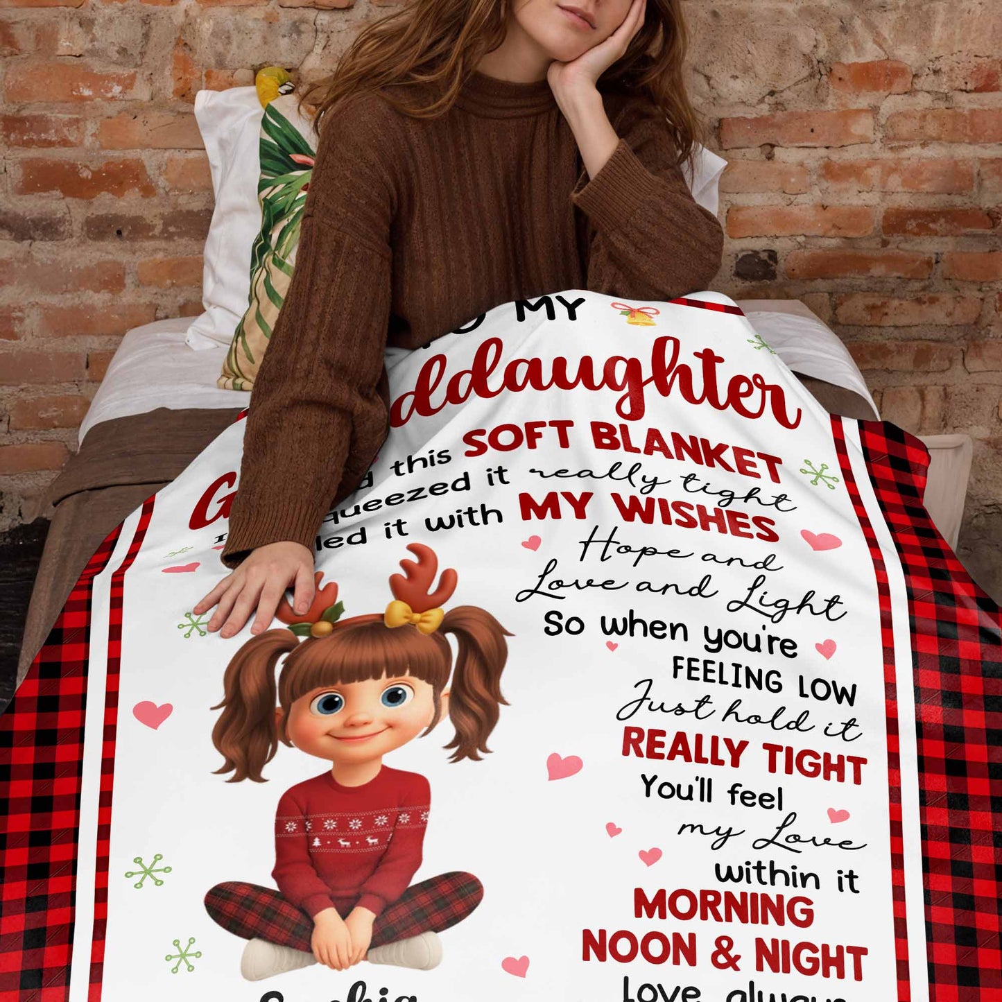 To My Granddaughter Hopes And Wishes Blanket With Cartoon Girl