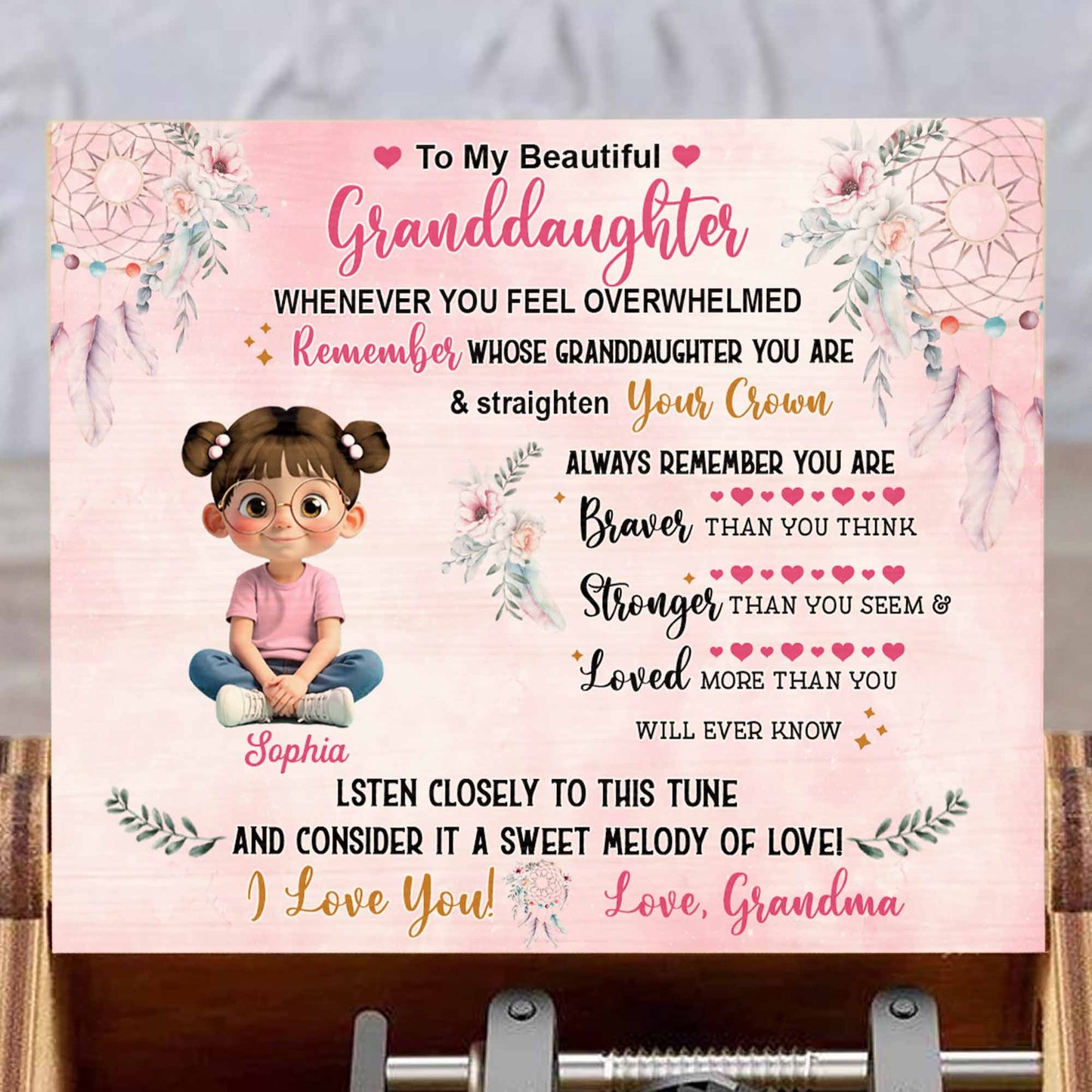 To My Beautiful Granddaughter Flowers And Dream Catcher