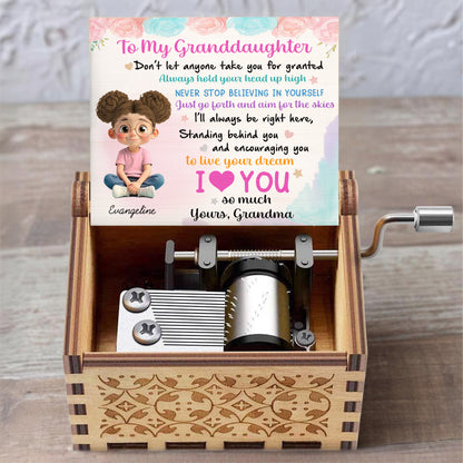 To My Granddaughter, Roses And Cartoon Girl