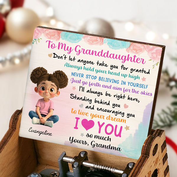 To My Granddaughter, Roses And Cartoon Girl