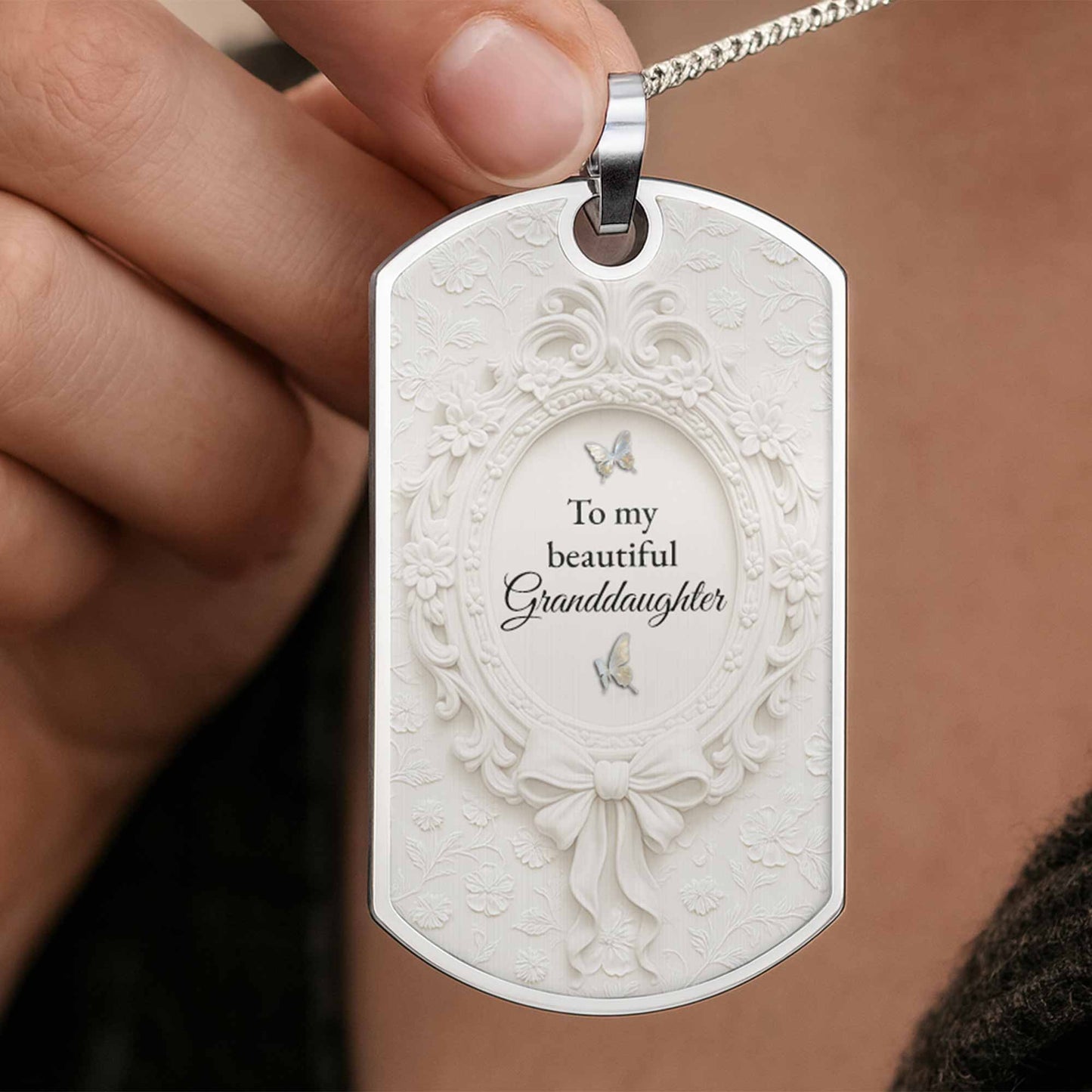 To My Beautiful Granddaughter, Bow And Butterflies Design