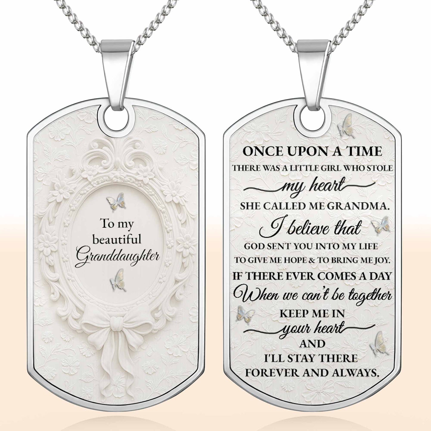 To My Beautiful Granddaughter, Bow And Butterflies Design