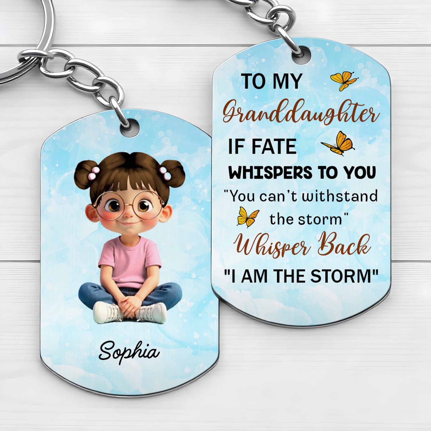 To My Granddaughter, I Am The Storm, Cartoon Girl And Butterflies