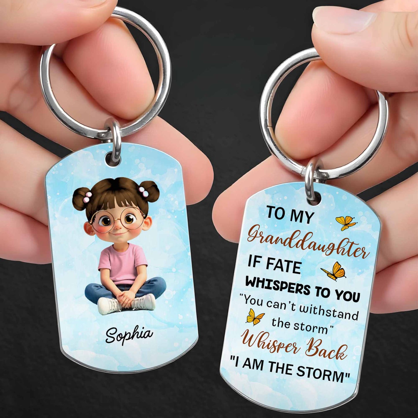 To My Granddaughter, I Am The Storm, Cartoon Girl And Butterflies