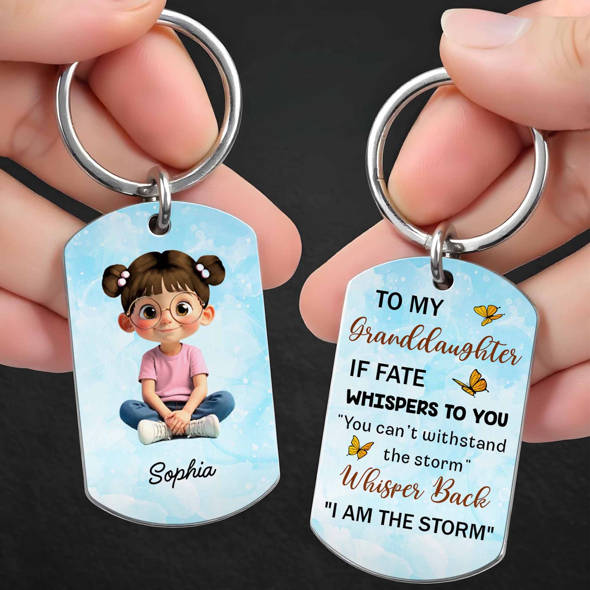 To My Granddaughter, I Am The Storm, Cartoon Girl And Butterflies