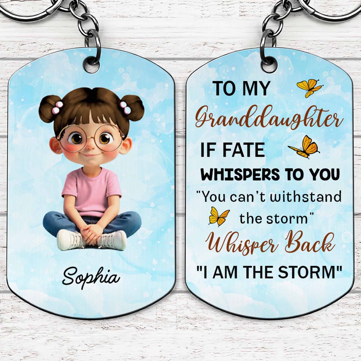 To My Granddaughter, I Am The Storm, Cartoon Girl And Butterflies