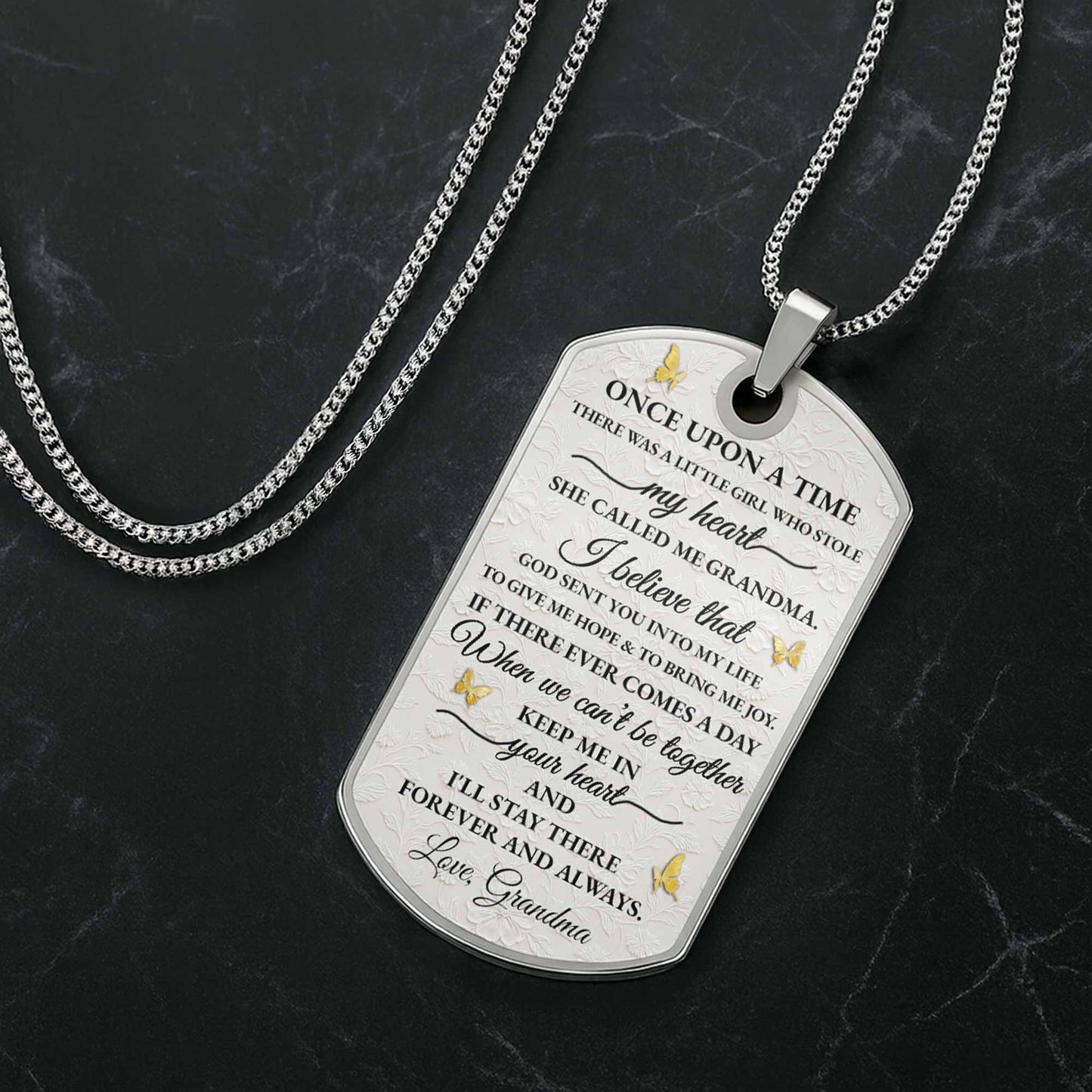 To My Granddaughter, Flower and Butterflies Necklace