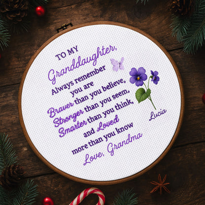 To My Granddaughter, Always Remember You Are Braver - Personalized Round Framed Wall Art - GDT430_RWART