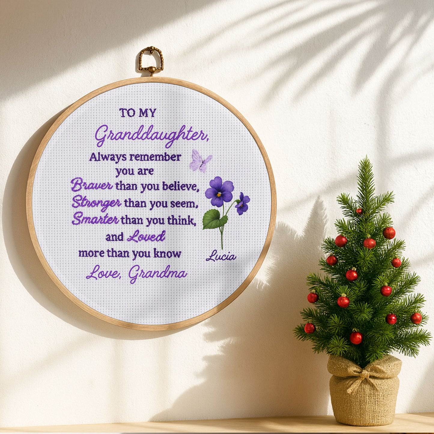 To My Granddaughter, Always Remember You Are Braver - Personalized Round Framed Wall Art - GDT430_RWART