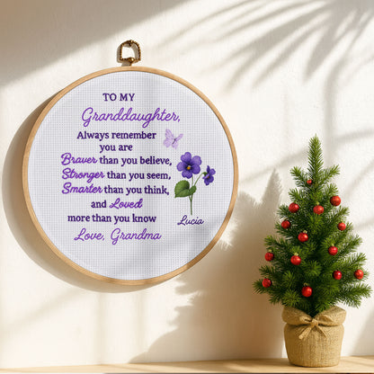 To My Granddaughter, Always Remember You Are Braver - Personalized Round Framed Wall Art - GDT430_RWART