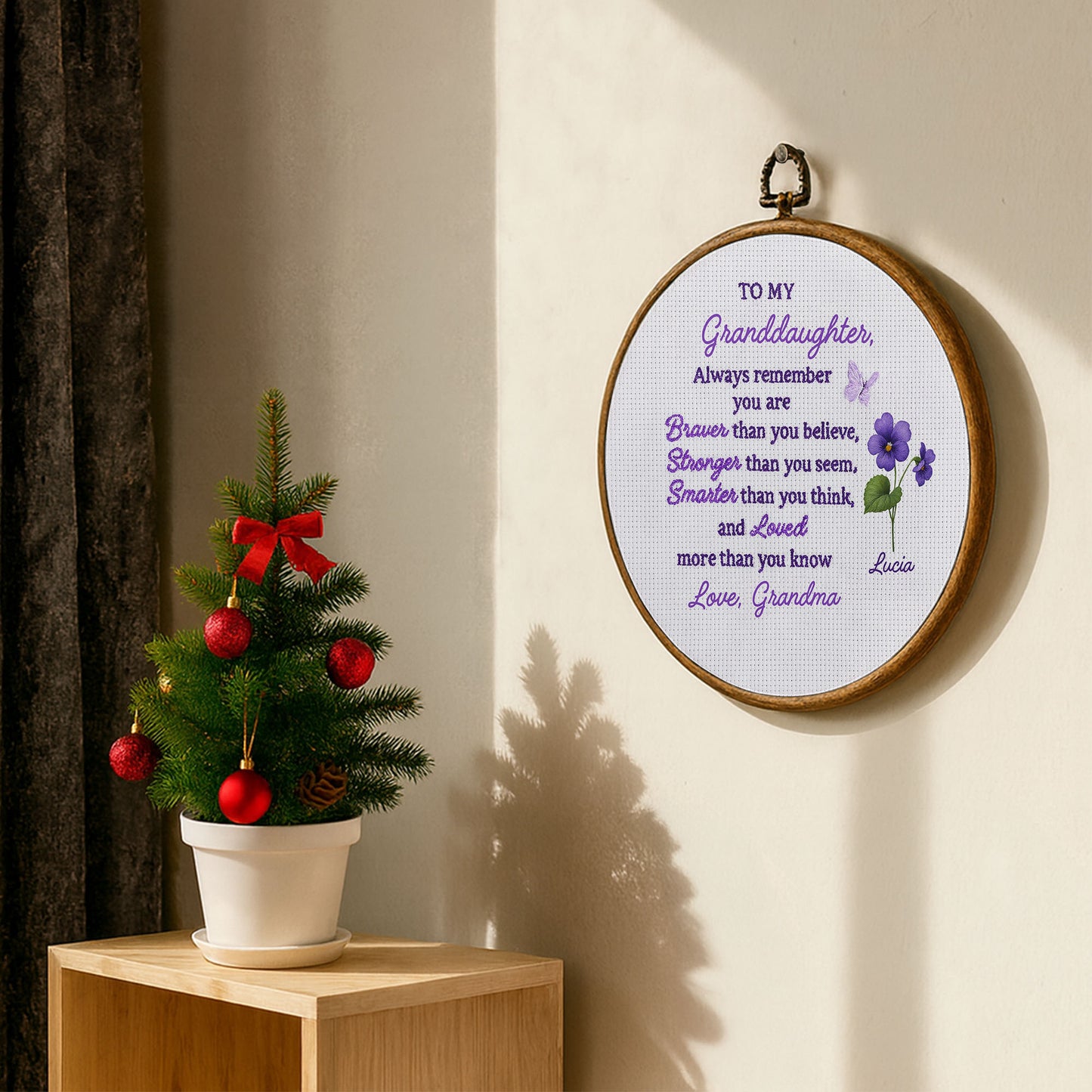 To My Granddaughter, Always Remember You Are Braver - Personalized Round Framed Wall Art - GDT430_RWART