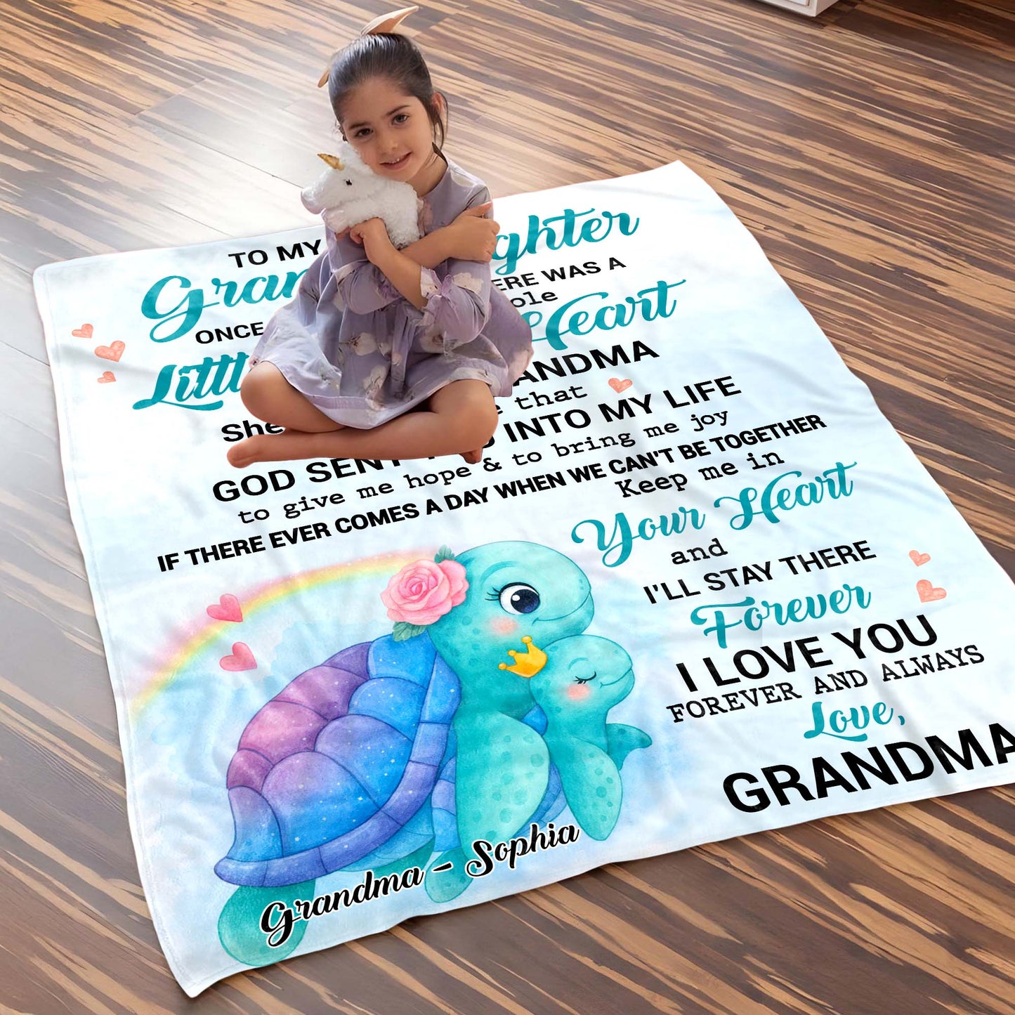 To My Granddaughter, Turtle and Hearts Design