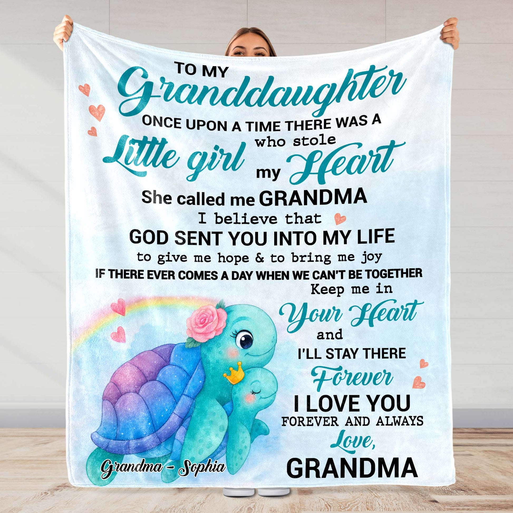 To My Granddaughter, Turtle and Hearts Design