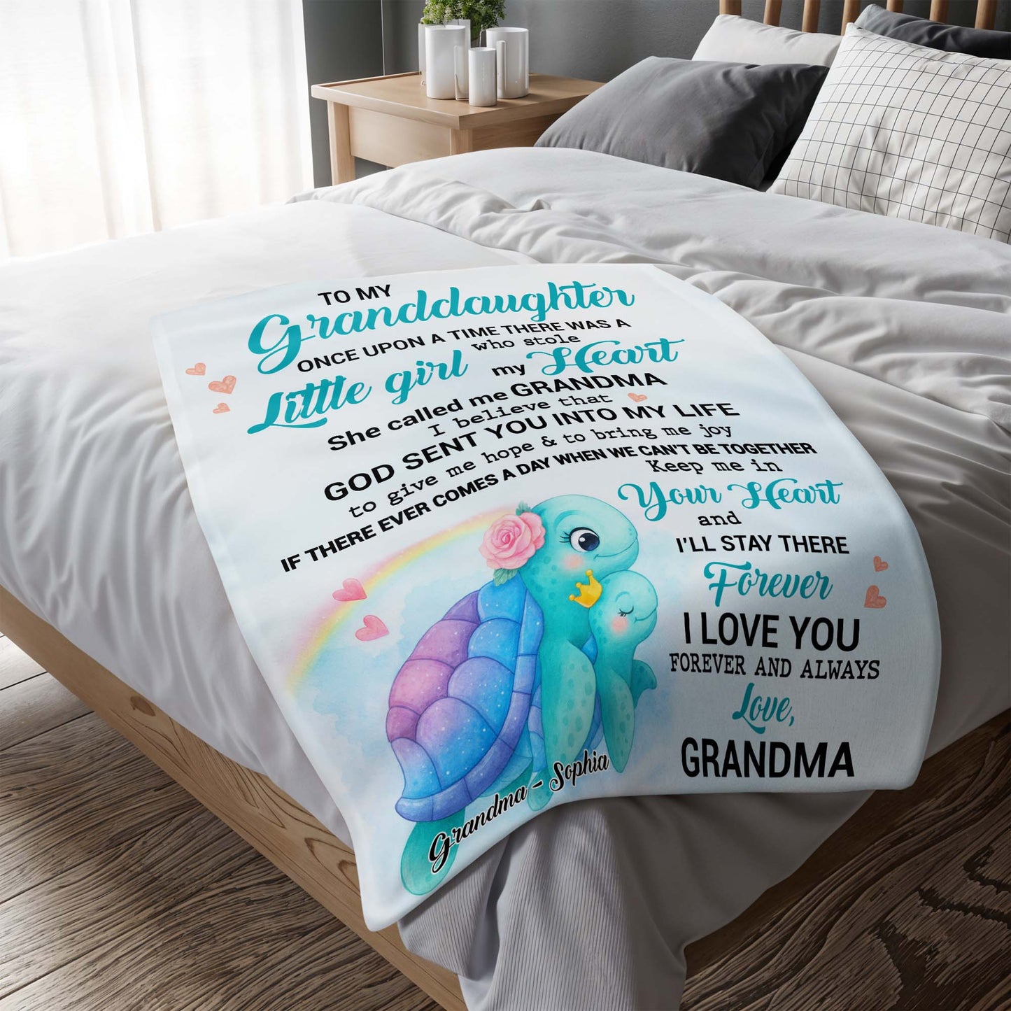To My Granddaughter, Turtle and Hearts Design