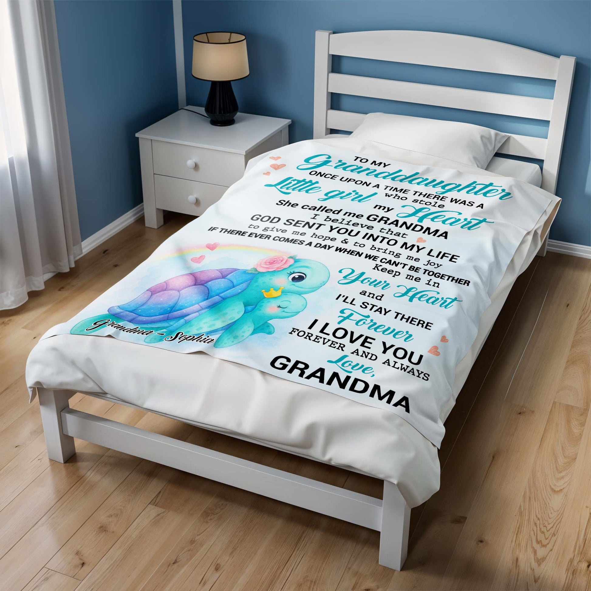 To My Granddaughter, Turtle and Hearts Design